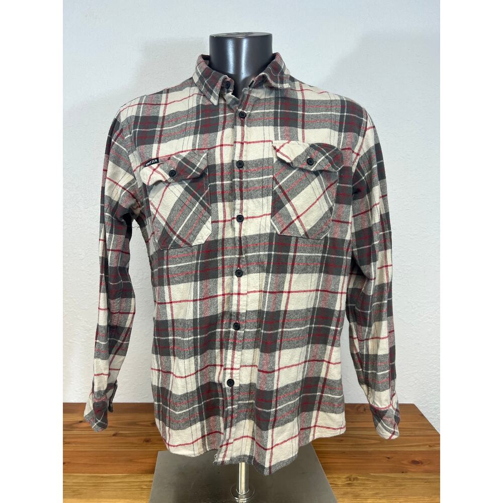 Howitzer Men's Button Up Shirt Flannel Cream Gray Size XL
